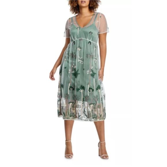 Estelle Plus Leon Embroidered Dress Size 18 W - Picture 1 of 9